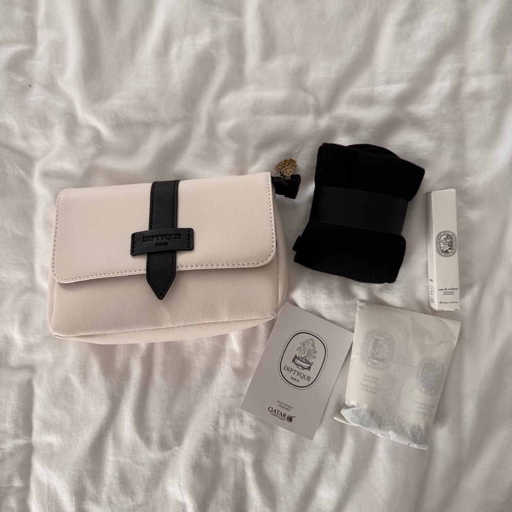Diptyque Cream and Black Cosmetic Bag